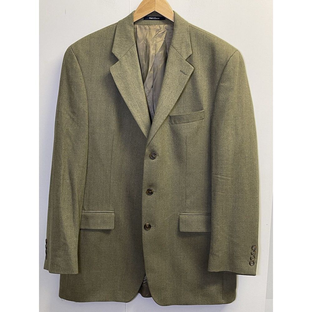 VINTAGE Chaps Ralph Lauren Blazer Mens 42L‎ Beige Silk Wool Sport Coat Jacket